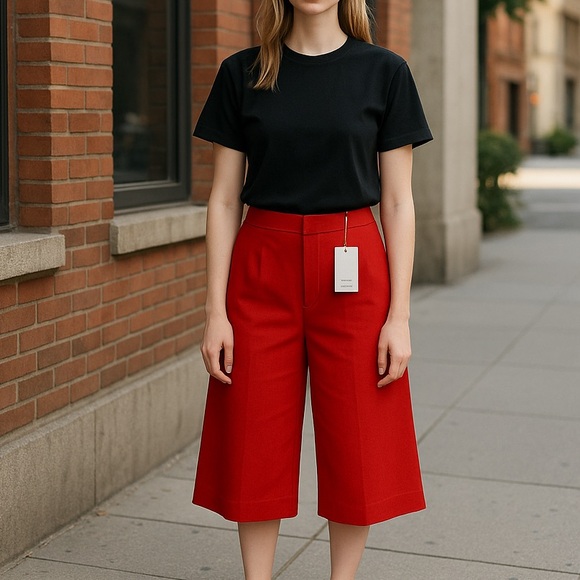 Red capri pants size Medium NWT - Picture 1 of 8
